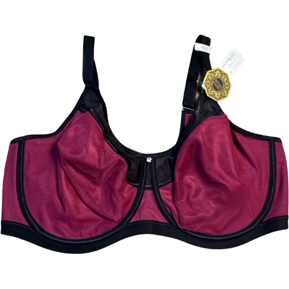 Modern Movement Limited Full Coverage Bra 40D Deep Red Black Mesh‎ Full Support